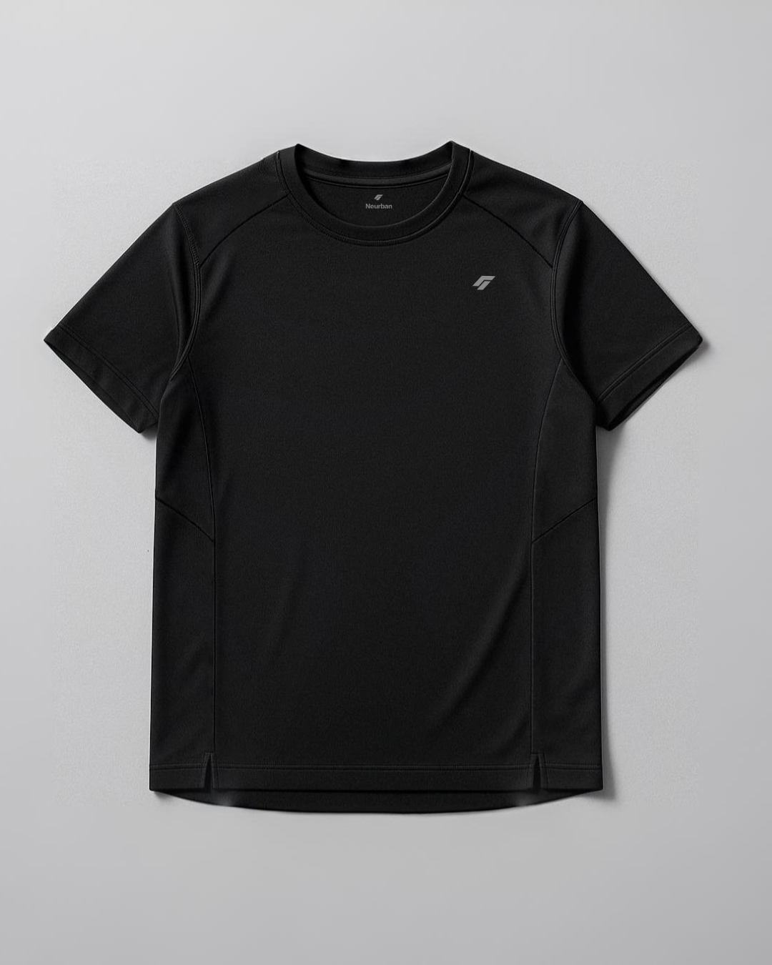 Black t-shirt on a gray background