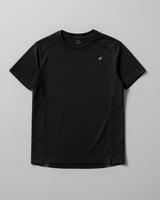 Black t-shirt on a gray background